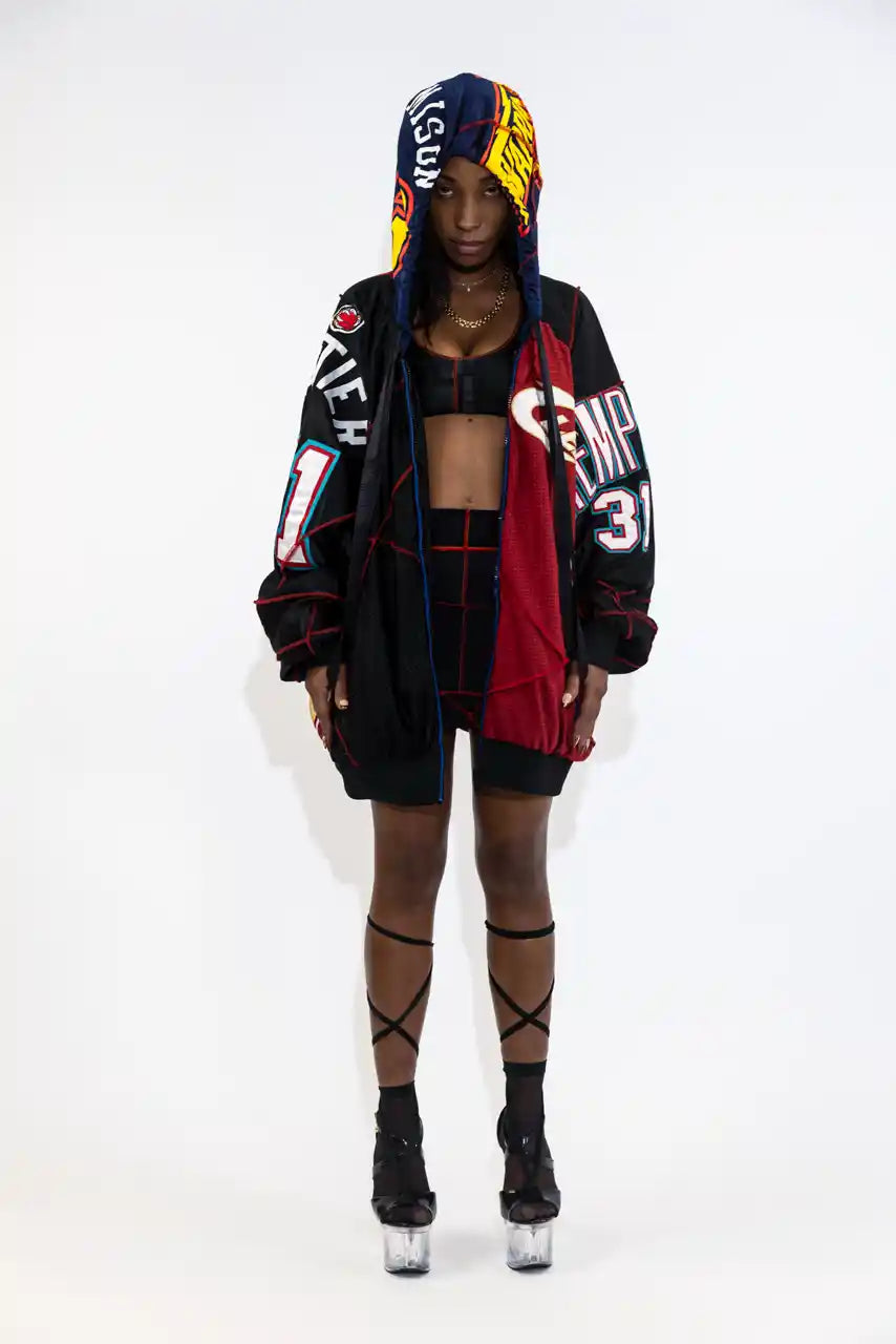 UPCYCLING BASEBALL JERSEY HOODY JACKET / NUMBER 31 / JAMES 23