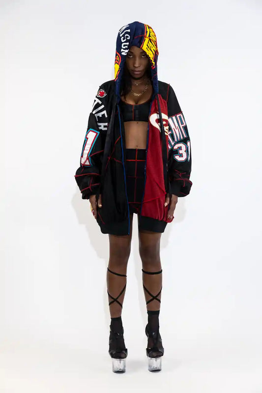 Veste à capuche en jersey de baseball recyclé / Numéro 31 / James 23