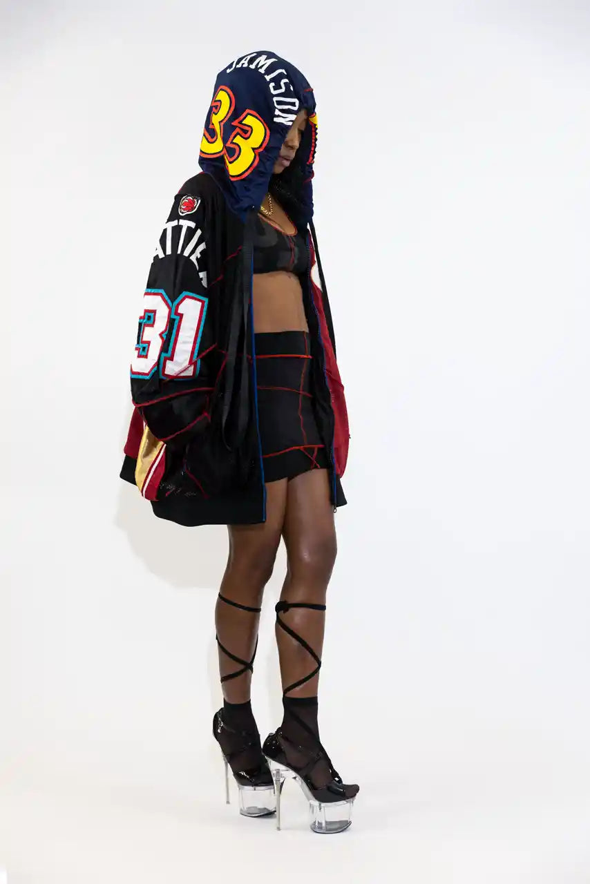 UPCYCLING BASEBALL JERSEY HOODY JACKET / NUMBER 31 / JAMES 23