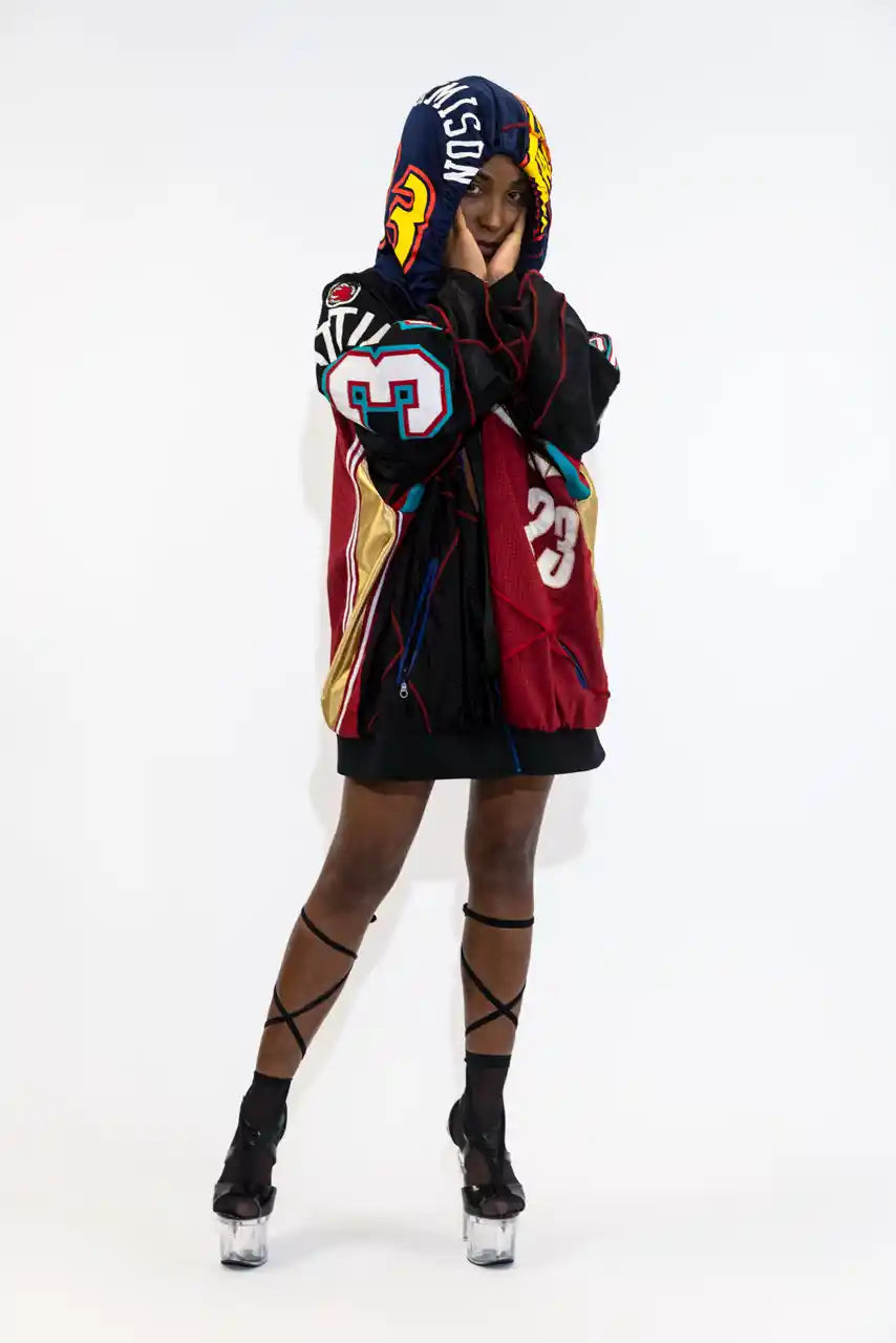 UPCYCLING BASEBALL JERSEY HOODY JACKET / NUMBER 31 / JAMES 23
