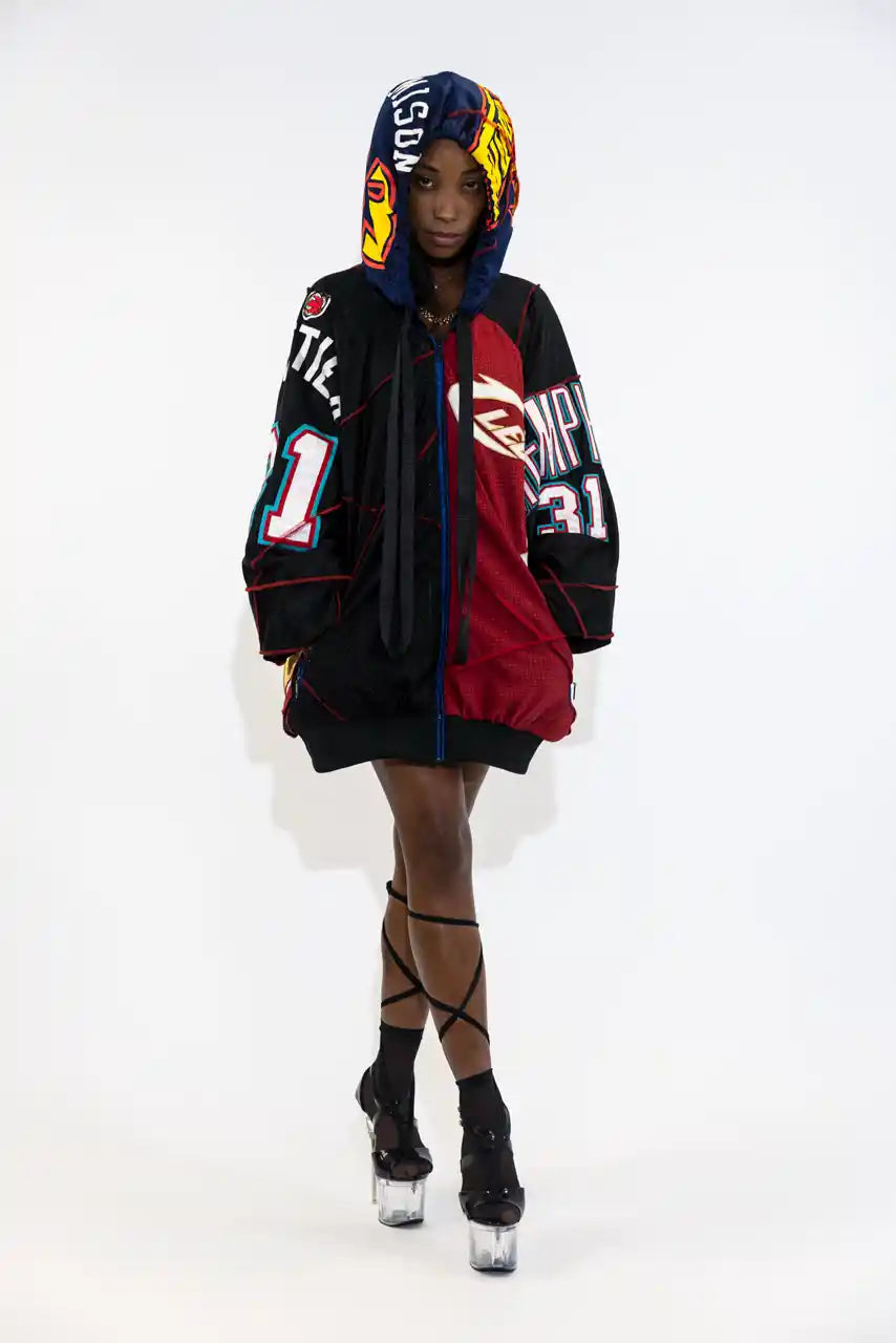 UPCYCLING BASEBALL JERSEY HOODY JACKET / NUMBER 31 / JAMES 23