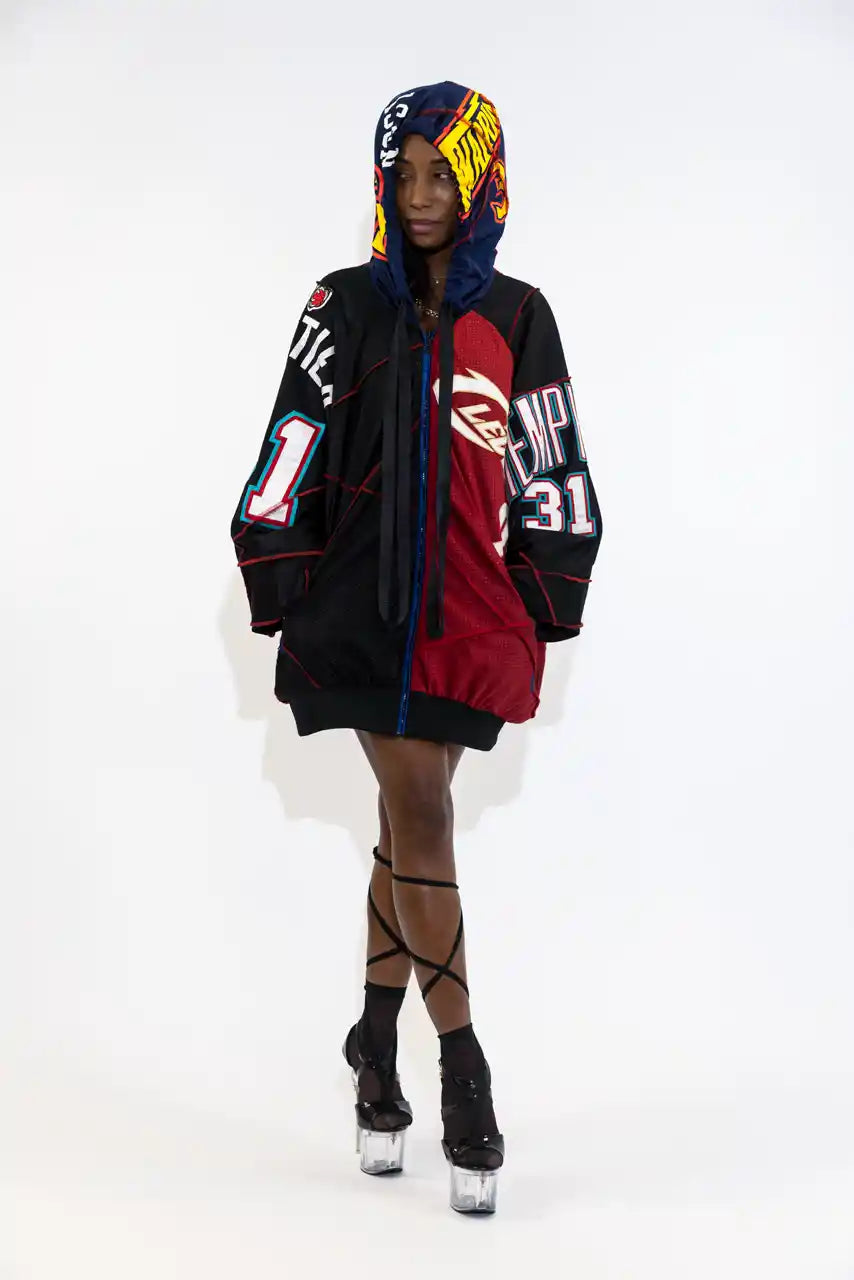 UPCYCLING BASEBALL JERSEY HOODY JACKET / NUMBER 31 / JAMES 23