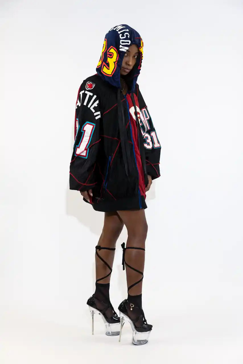 UPCYCLING BASEBALL JERSEY HOODY JACKET / NUMBER 31 / JAMES 23