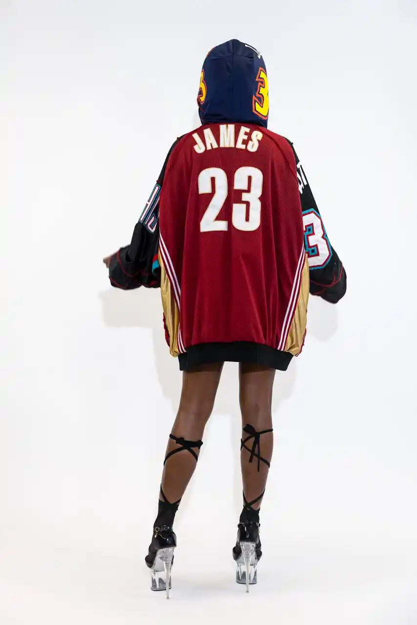 UPCYCLING BASEBALL JERSEY HOODY JACKET / NUMBER 31 / JAMES 23