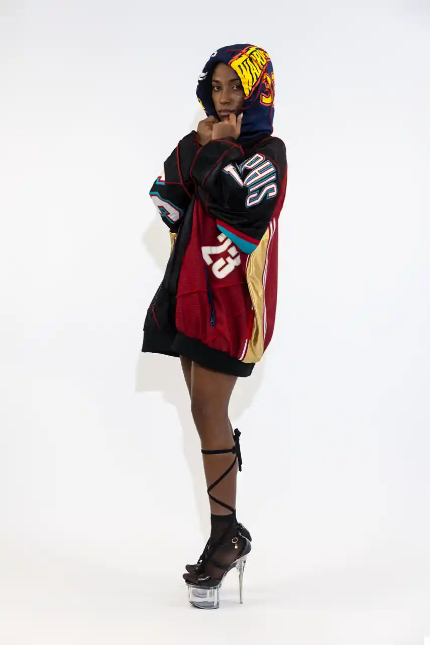 UPCYCLING BASEBALL JERSEY HOODY JACKET / NUMBER 31 / JAMES 23
