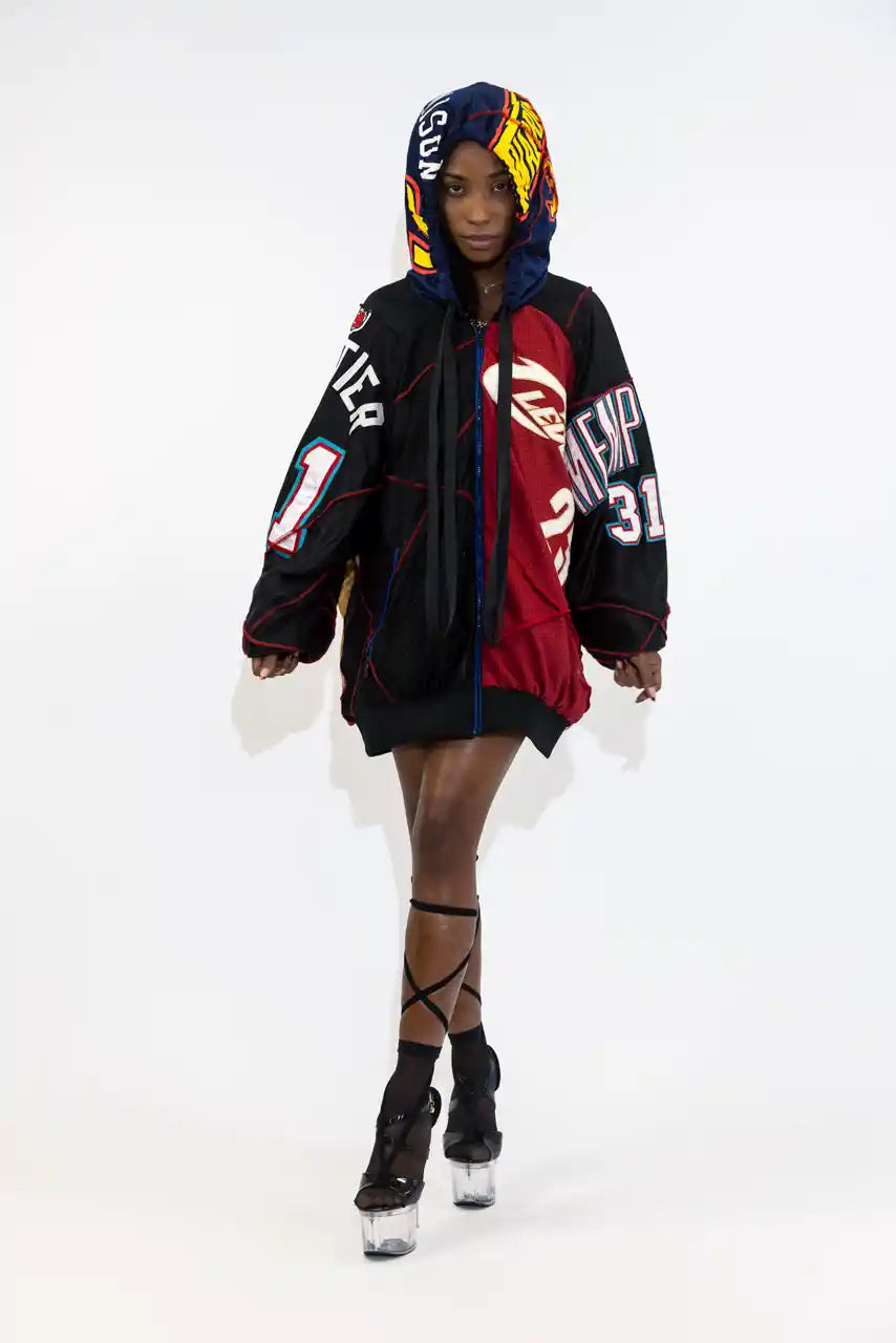 UPCYCLING BASEBALL JERSEY HOODY JACKET / NUMBER 31 / JAMES 23
