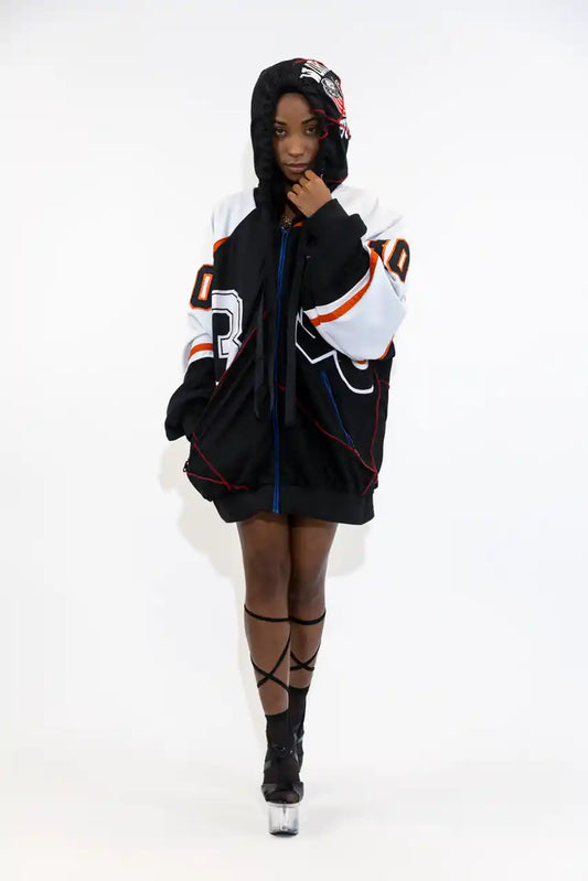 Veste à capuche en jersey de baseball recyclé / Numéro 30 Milana