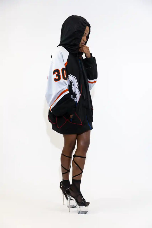 Veste à capuche en jersey de baseball recyclé / Numéro 30 Milana