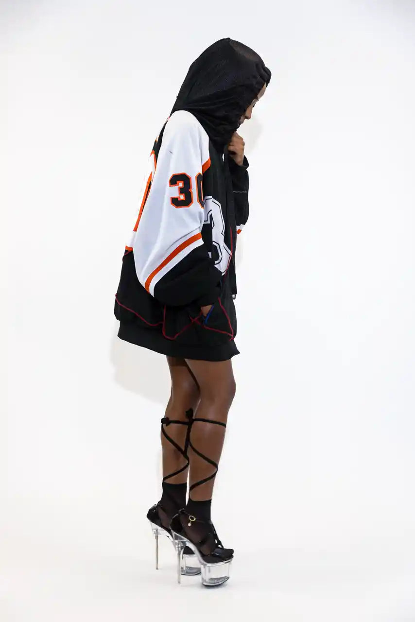 UPCYCLING BASEBALL JERSEY HOODY JACKET / NUMBER 30 MILANA