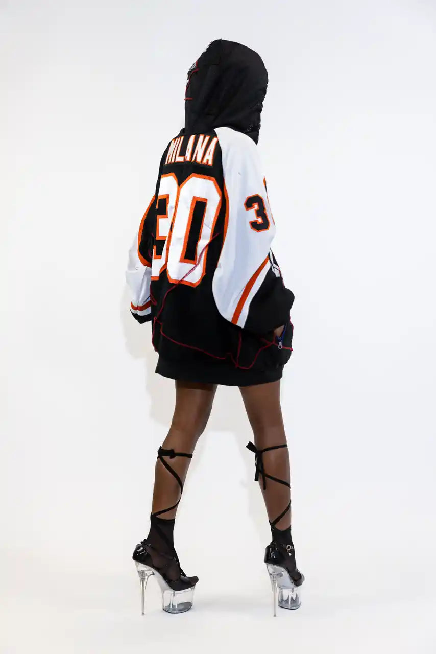 UPCYCLING BASEBALL JERSEY HOODY JACKET / NUMBER 30 MILANA