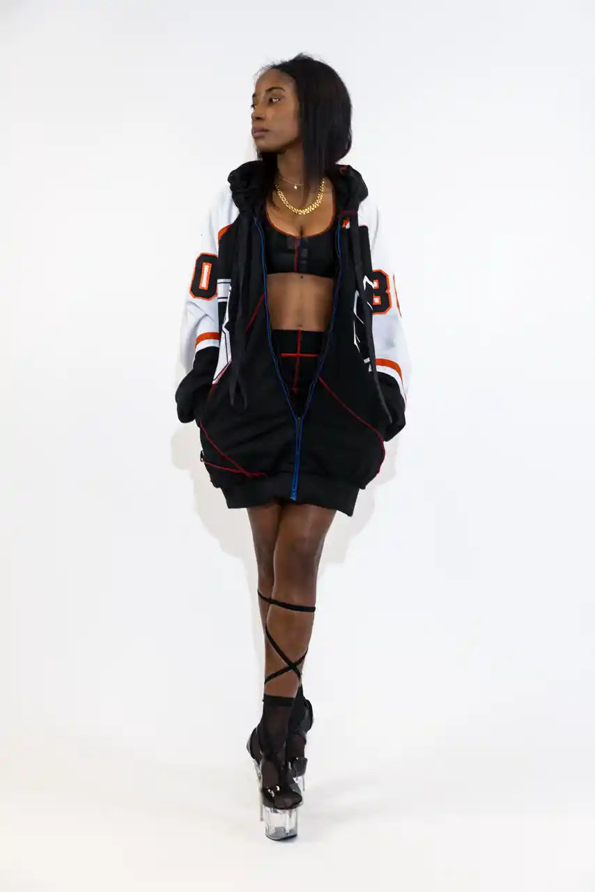 UPCYCLING BASEBALL JERSEY HOODY JACKET / NUMBER 30 MILANA
