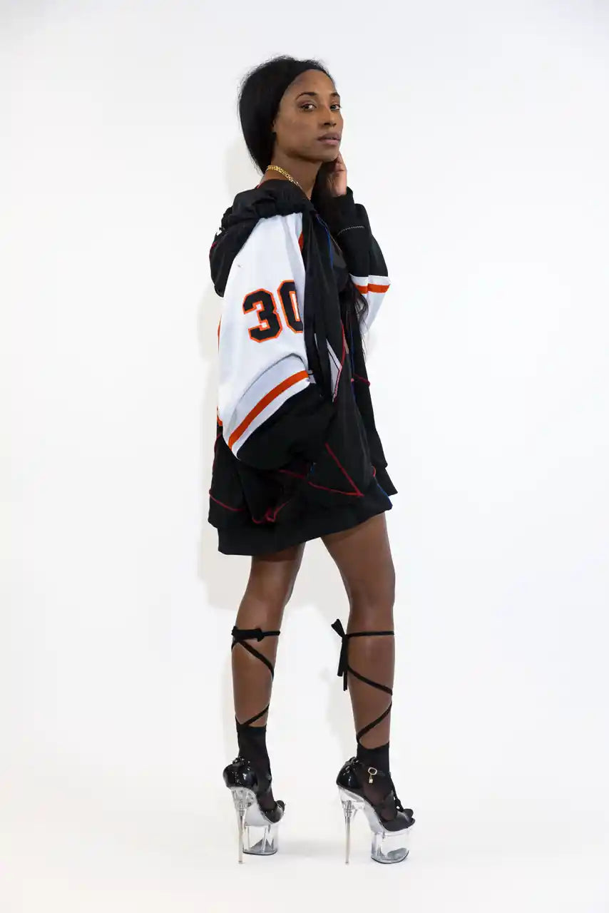 UPCYCLING BASEBALL JERSEY HOODY JACKET / NUMBER 30 MILANA