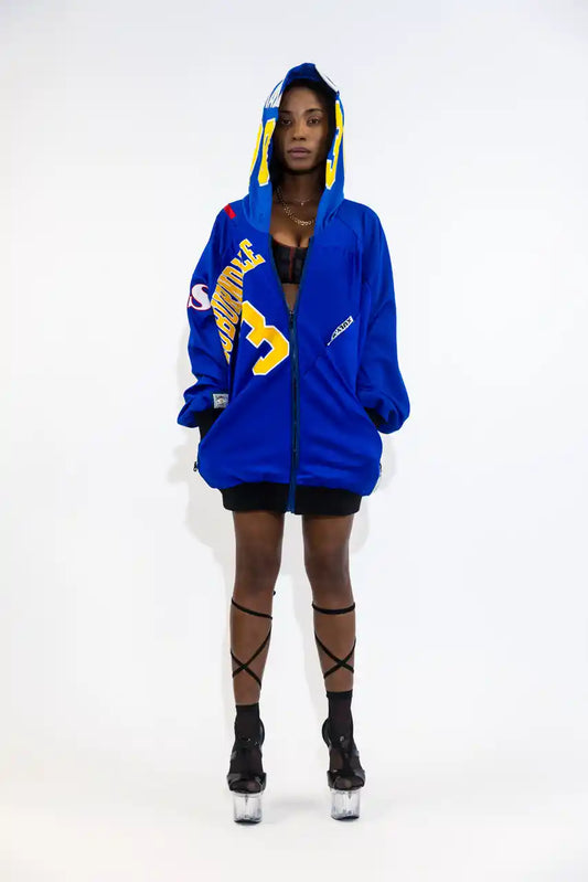 Veste à capuche en jersey de baseball recyclé / Bleu McGrady 30