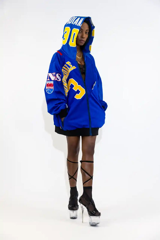 Veste à capuche en jersey de baseball recyclé / Bleu McGrady 30