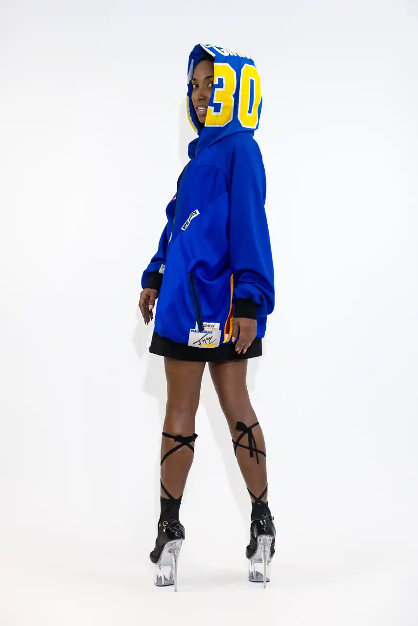 UPCYCLING BASEBALL JERSEY HOODY JACKET / BLUE MCGRADY 30