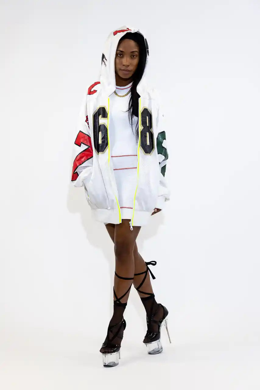 UPCYCLING BASEBALL JERSEY HOODY JACKET / NUMBER 68 BACK 31