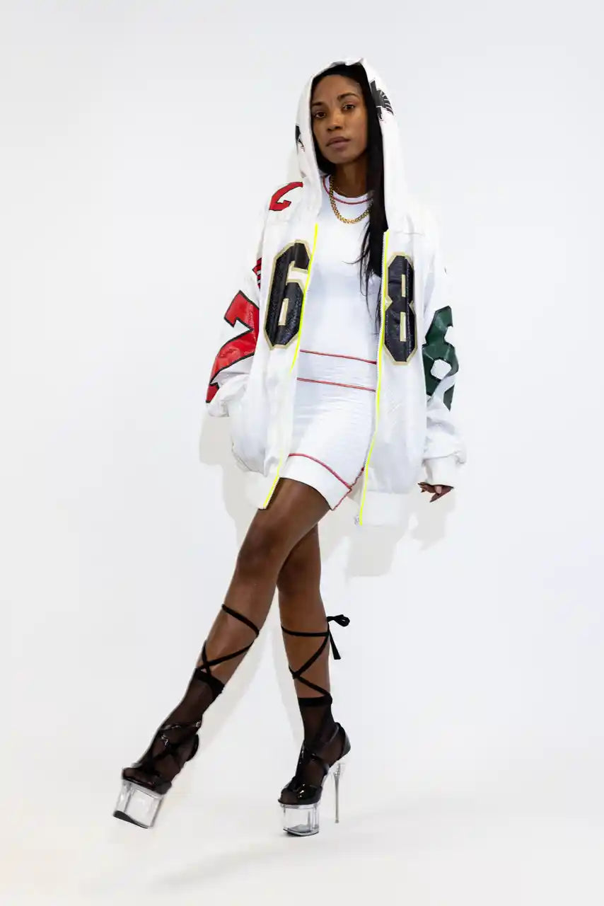 UPCYCLING BASEBALL JERSEY HOODY JACKET / NUMBER 68 BACK 31
