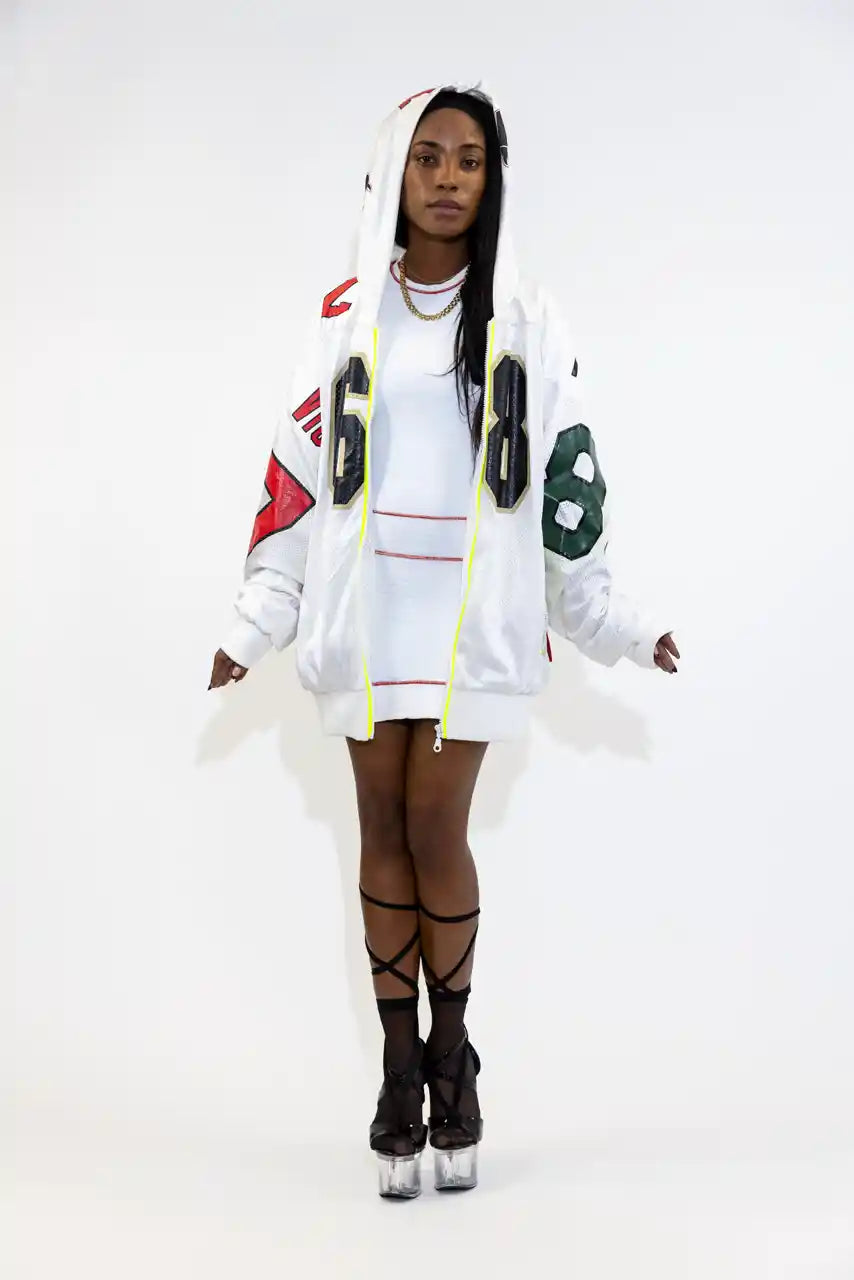UPCYCLING BASEBALL JERSEY HOODY JACKET / NUMBER 68 BACK 31