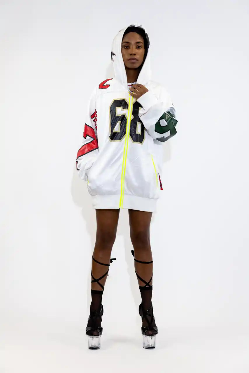 UPCYCLING BASEBALL JERSEY HOODY JACKET / NUMBER 68 BACK 31