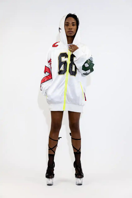 Veste à capuche en jersey de baseball recyclé / Numéro 68, dos 31
