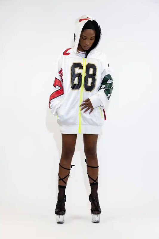 Veste à capuche en jersey de baseball recyclé / Numéro 68, dos 31