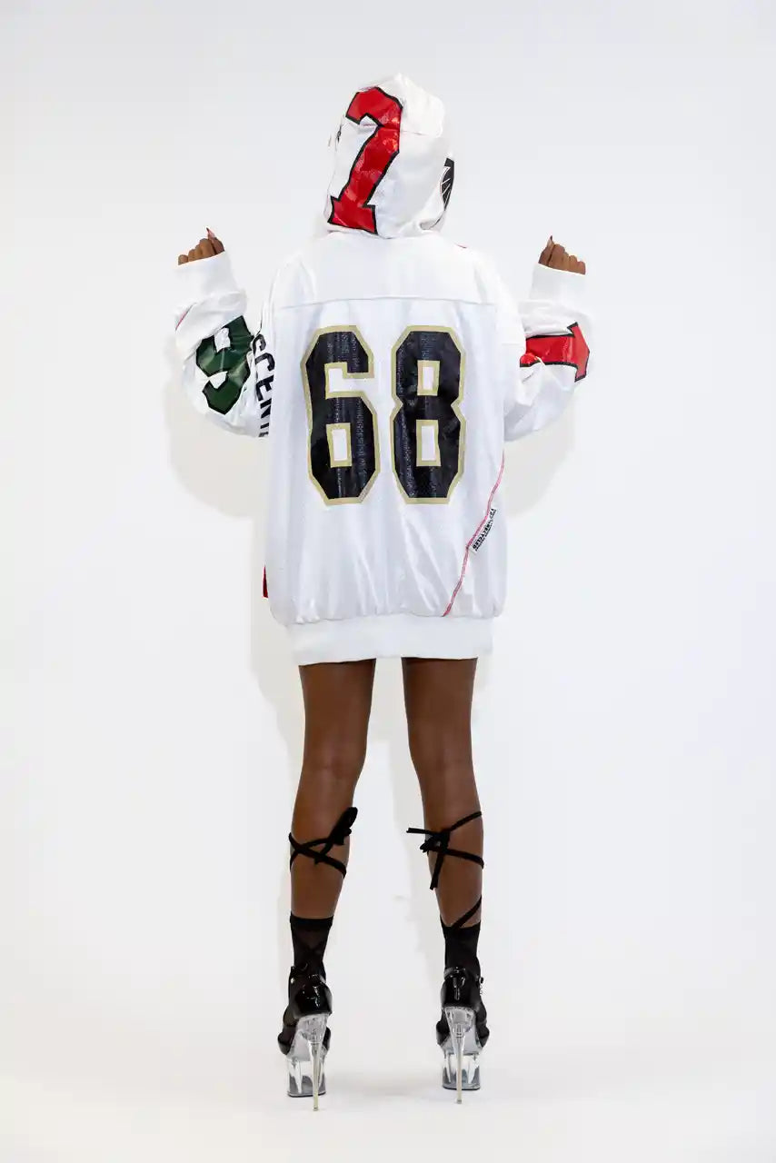 UPCYCLING BASEBALL JERSEY HOODY JACKET / NUMBER 68 BACK 31