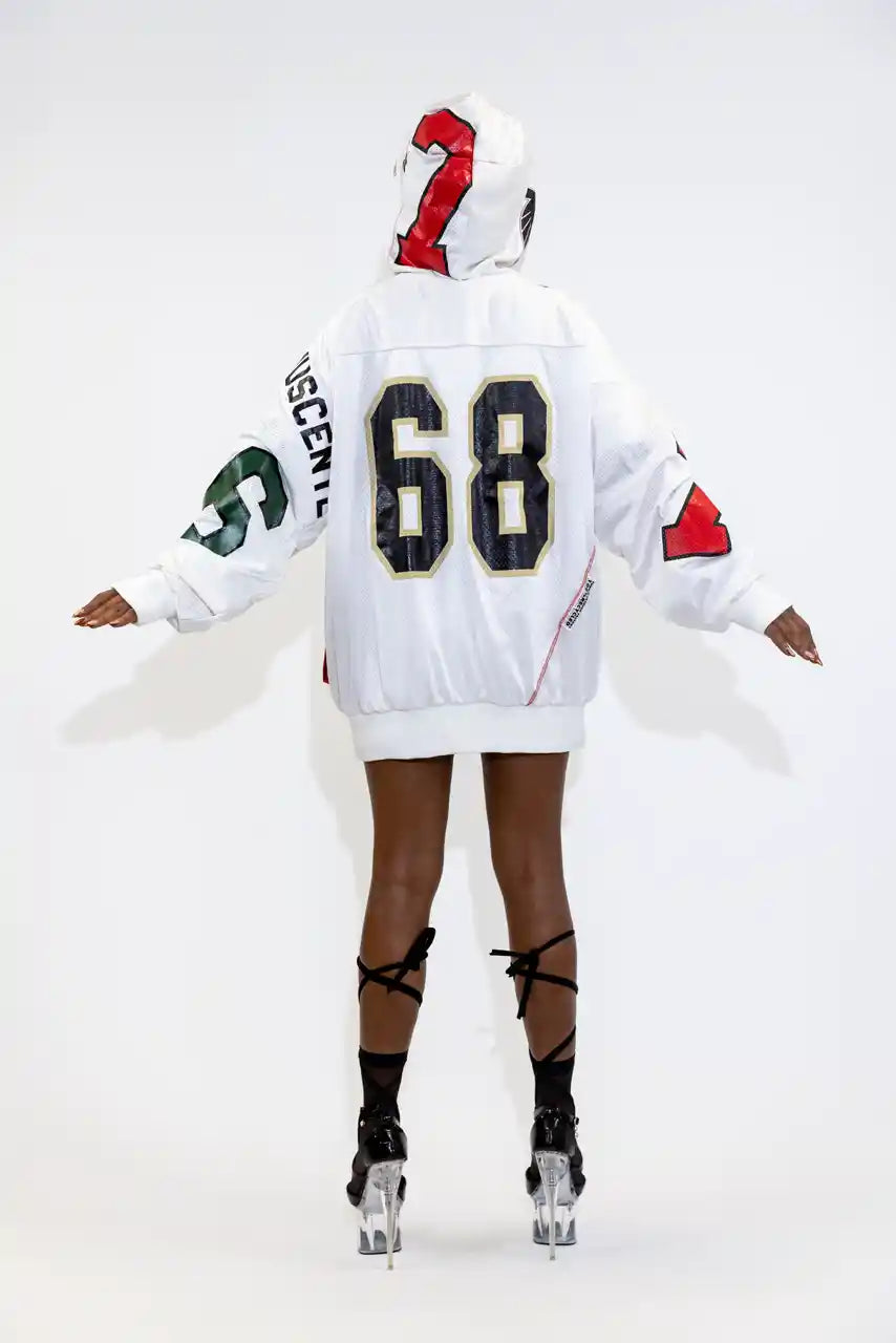 UPCYCLING BASEBALL JERSEY HOODY JACKET / NUMBER 68 BACK 31