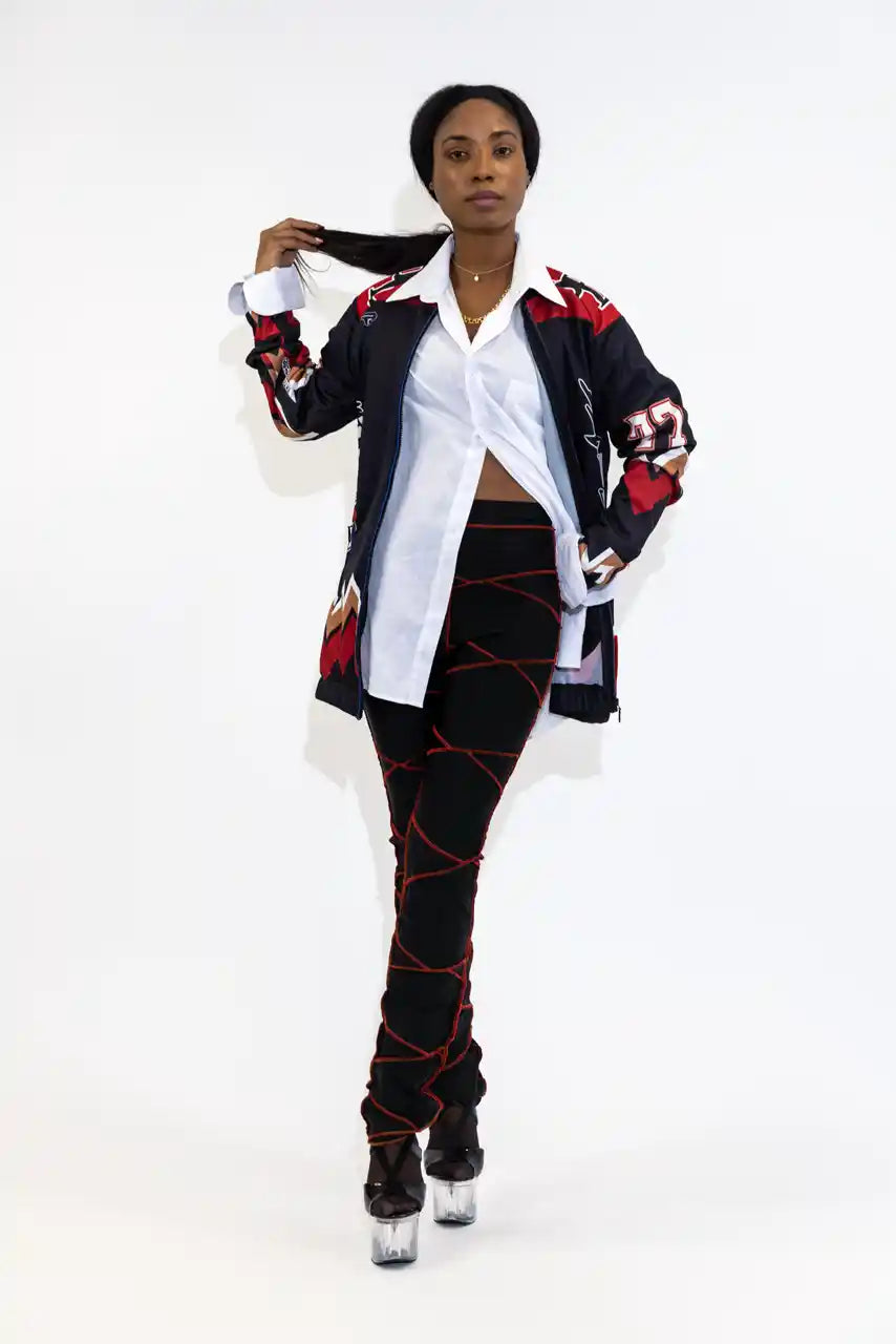 UPCYCLING BASEBALL JERSEY HOODY JACKET / BLACK COSTA 77