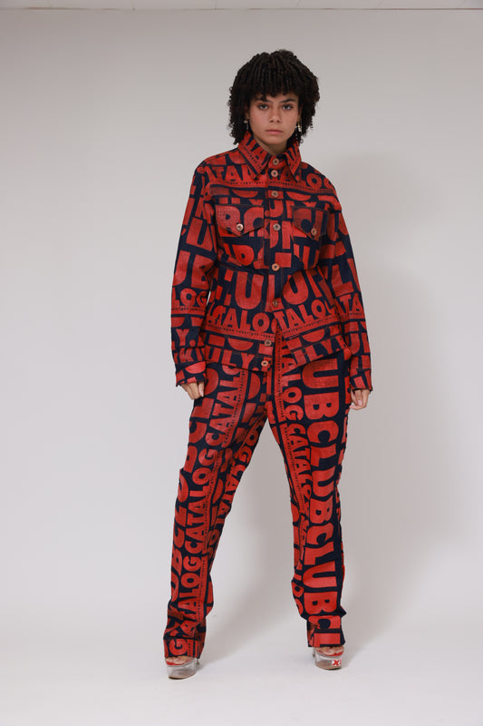 XB FLAGPRINT DENIM SUPER JACKET / ROUGE