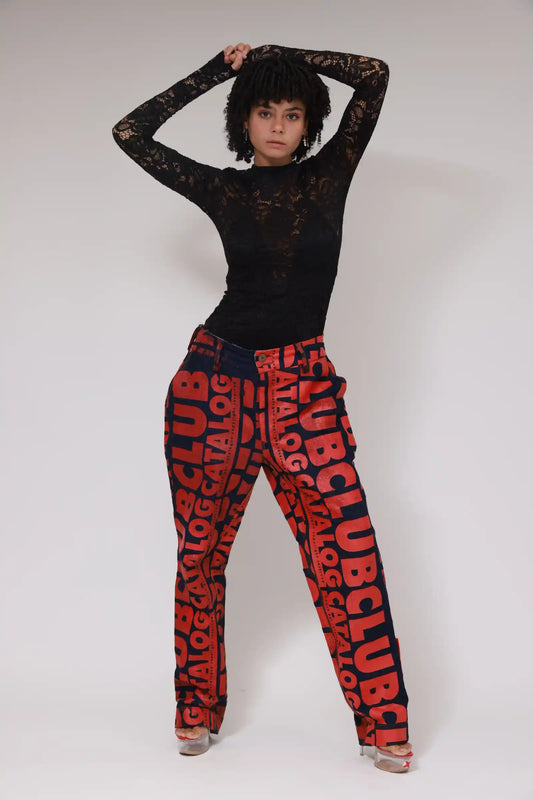 T-SHIRT MANCHES LONGUES EN DENTELLE / NOIR