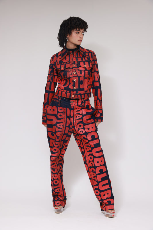 Petite veste en jean XB FLAGPRINT / ROUGE