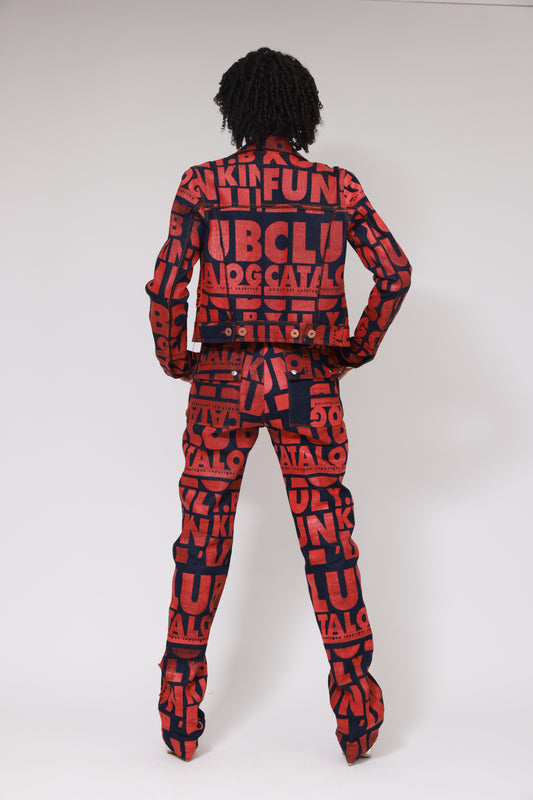 Pantalon slim en denim XB FLAGPRINT / ROUGE