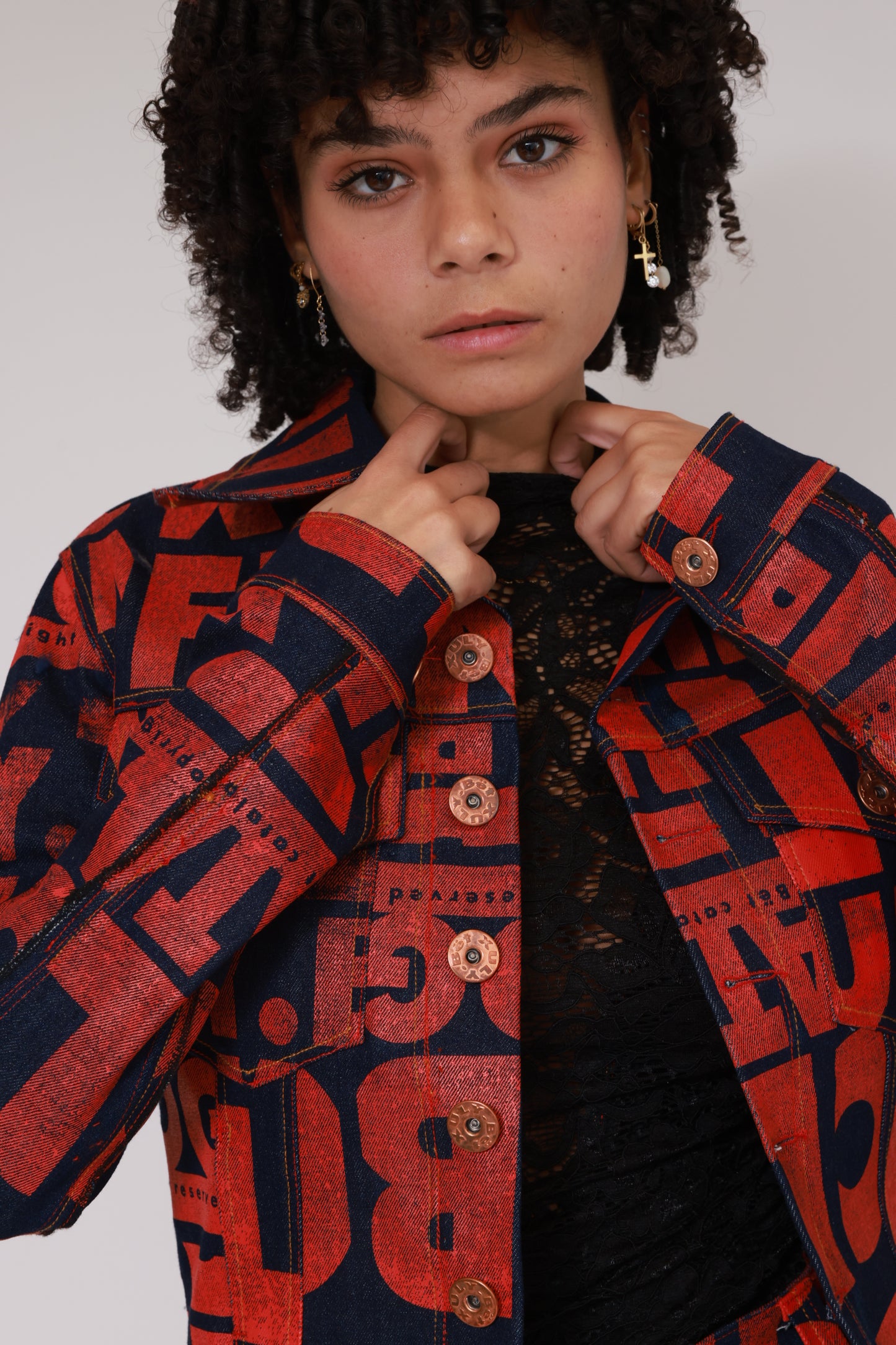 Petite veste en jean XB FLAGPRINT / ROUGE