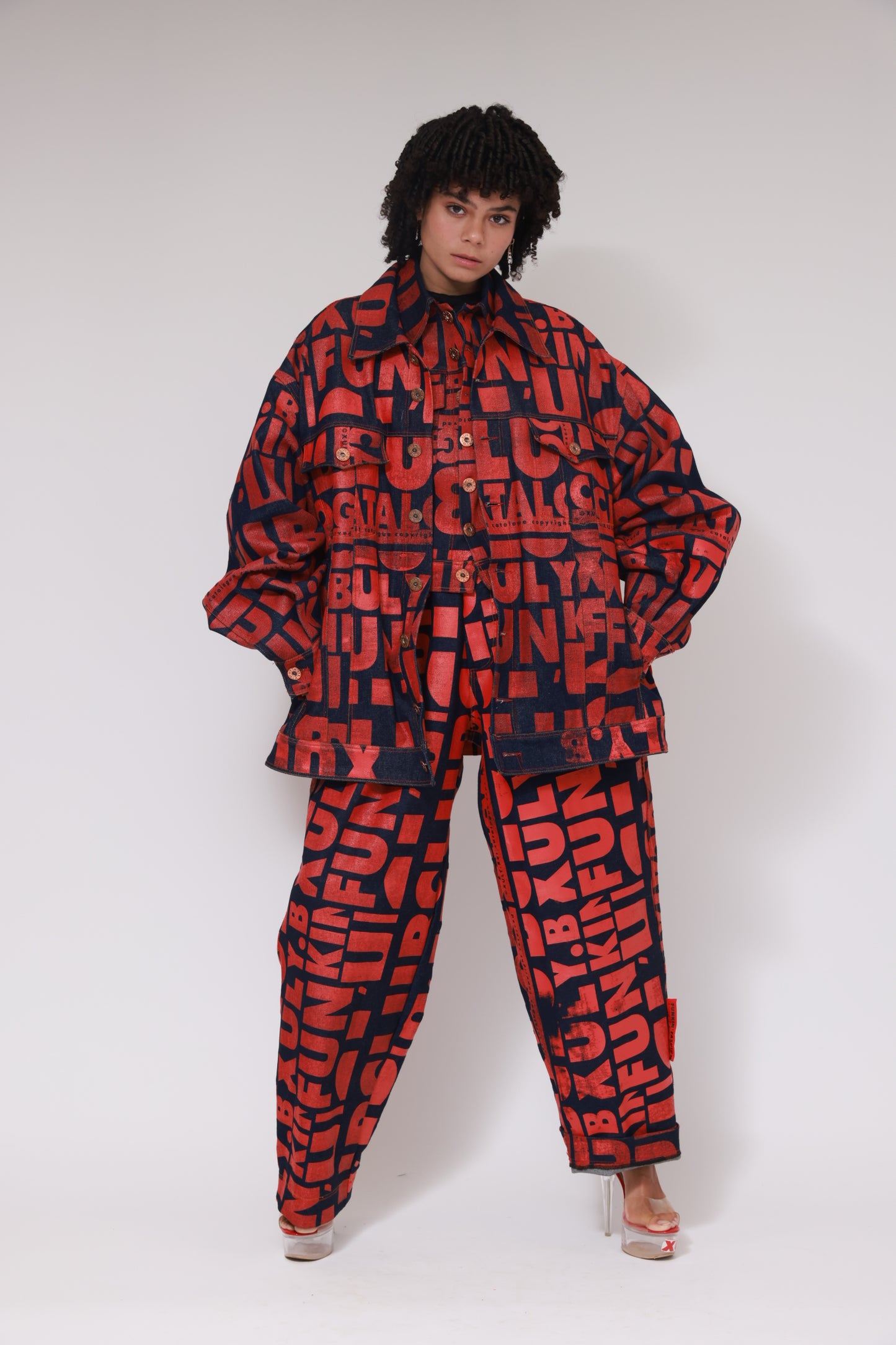 Veste oversize en jean XB FLAGPRINT / ROUGE