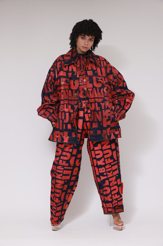 Veste oversize en jean XB FLAGPRINT / ROUGE