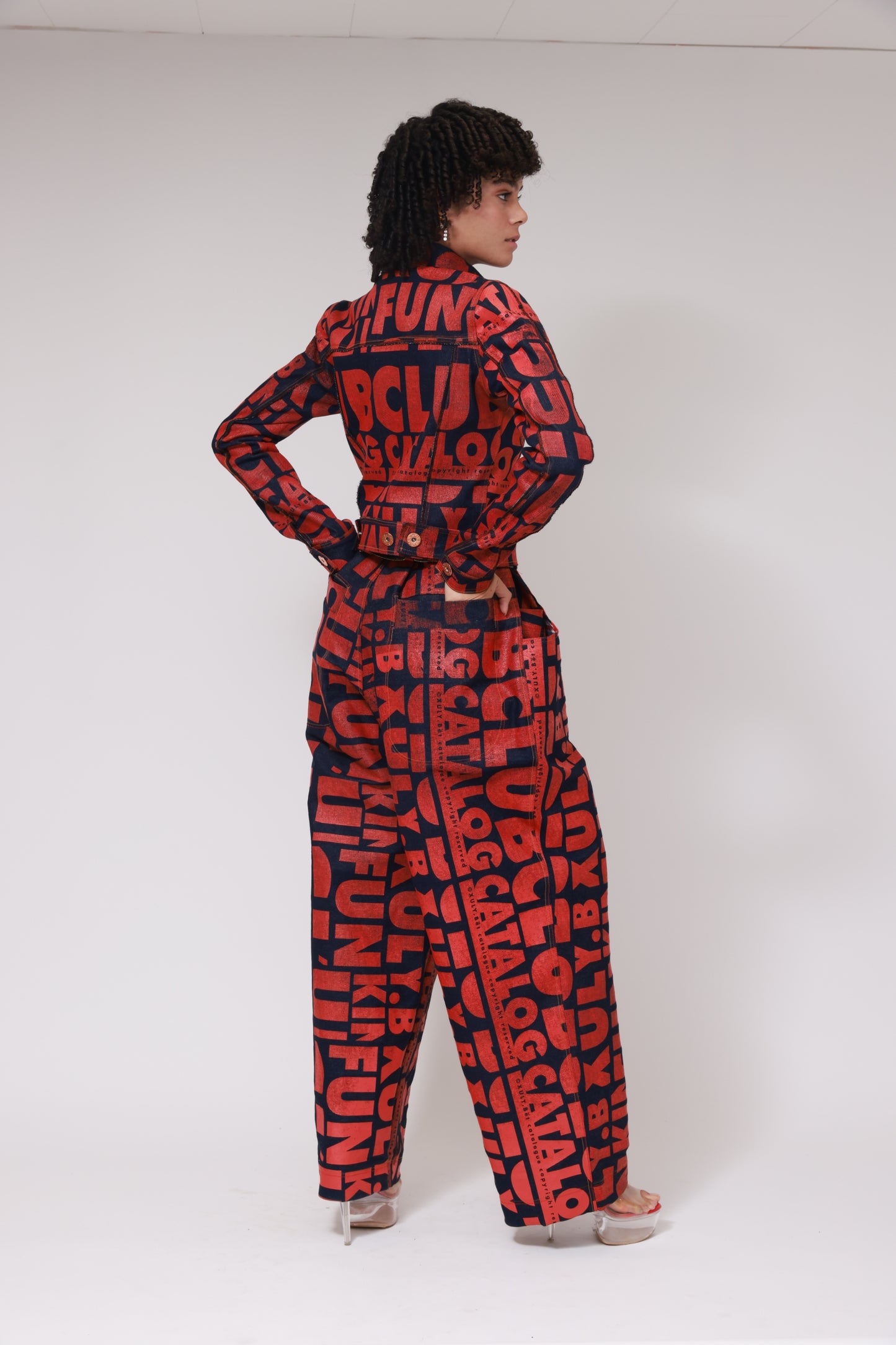 XB FLAGPRINTDENIM BAGGY PANTS / RED