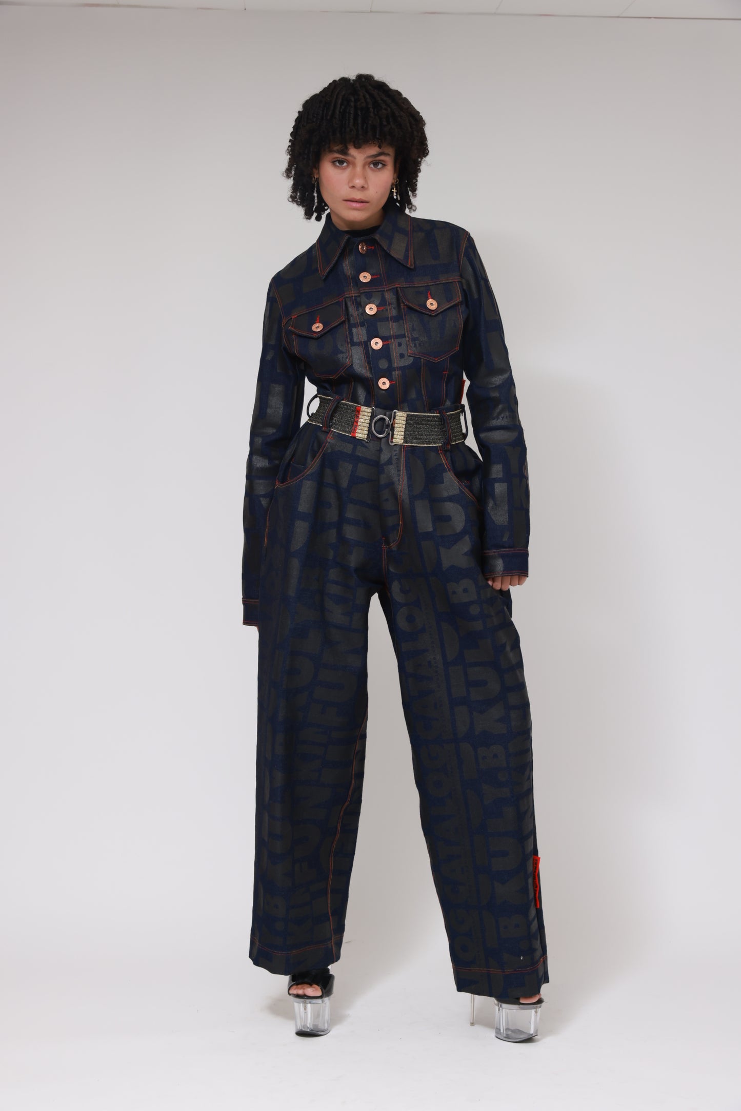 XB FLAGPRINTDENIM BAGGY PANTS / BLACK