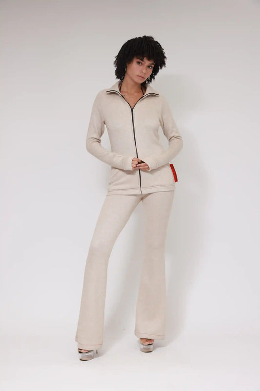 LONG LEGS FLAIRE LEGGINGS / GLITTER BEIGE