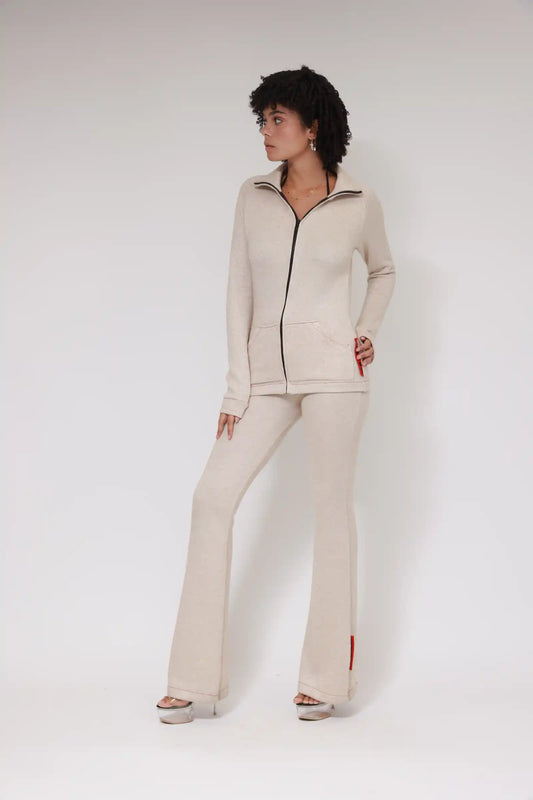 PULL COL MONTANT / BEIGE PAILLETTES
