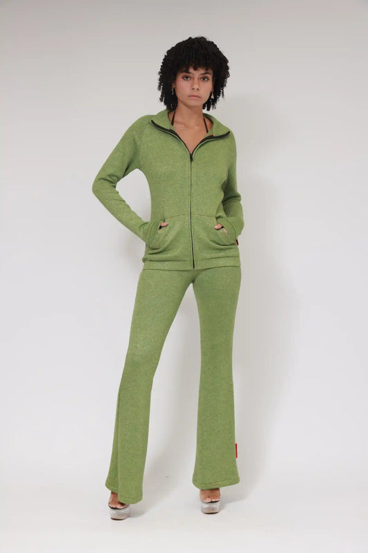 HIGH NECK SWEATER/ GLITTER GREEN