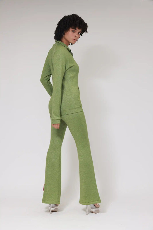LONG LEGS FLAIRE LEGGINGS / GLITTER GREEN