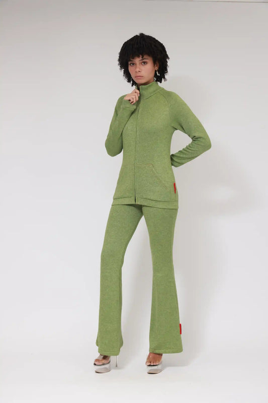 HIGH NECK SWEATER/ GLITTER GREEN