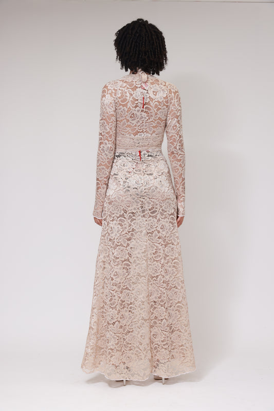BACKLESS LONG DRESS / BEIGE