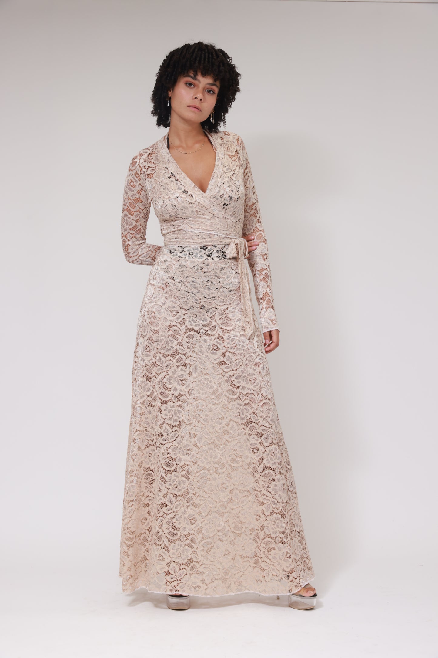 BACKLESS LONG DRESS / BEIGE