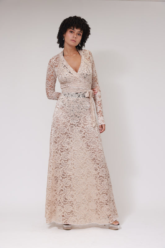 BACKLESS LONG DRESS / BEIGE