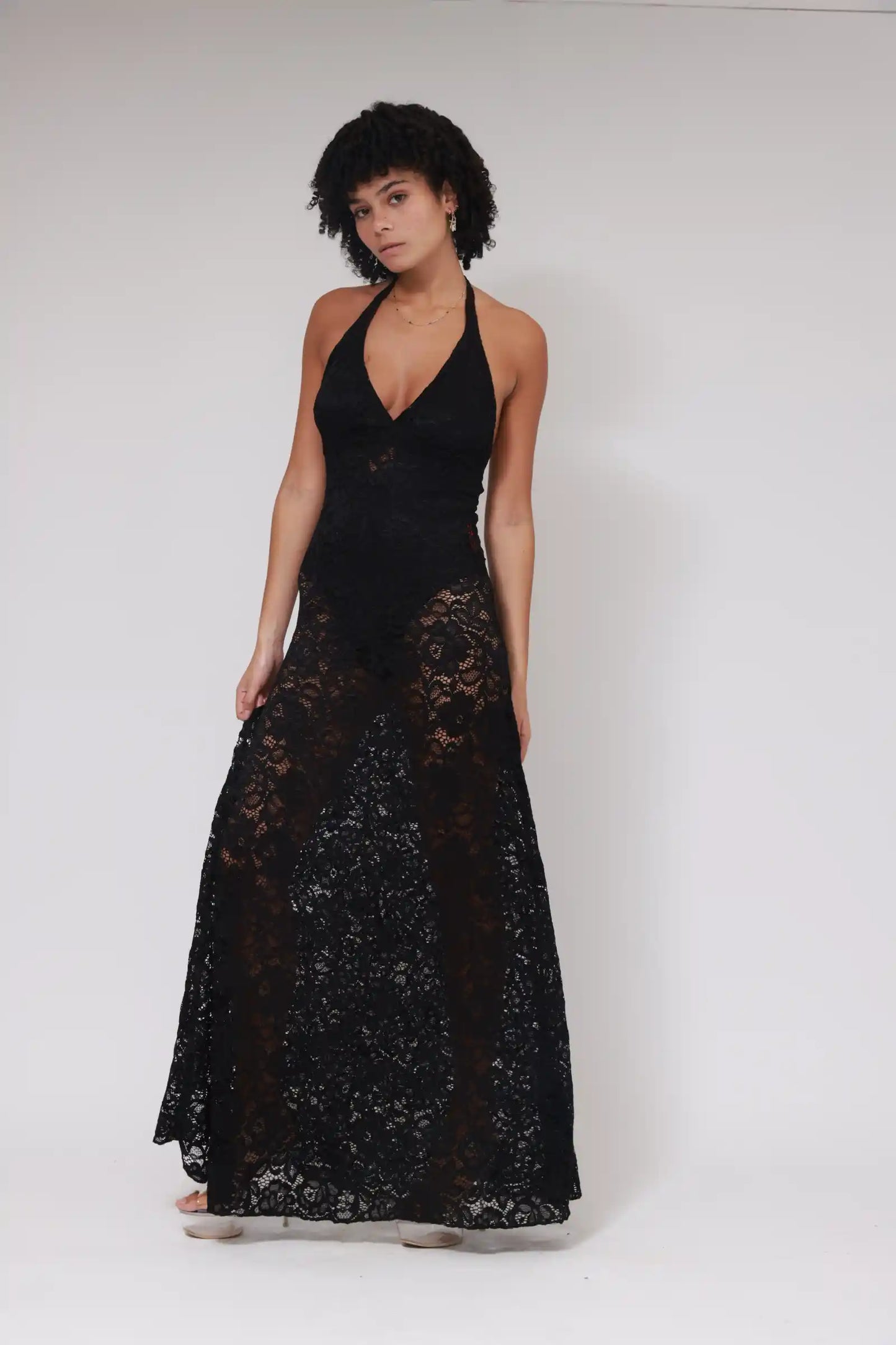 ROBE DOS NU EN DENTELLE / NOIRE