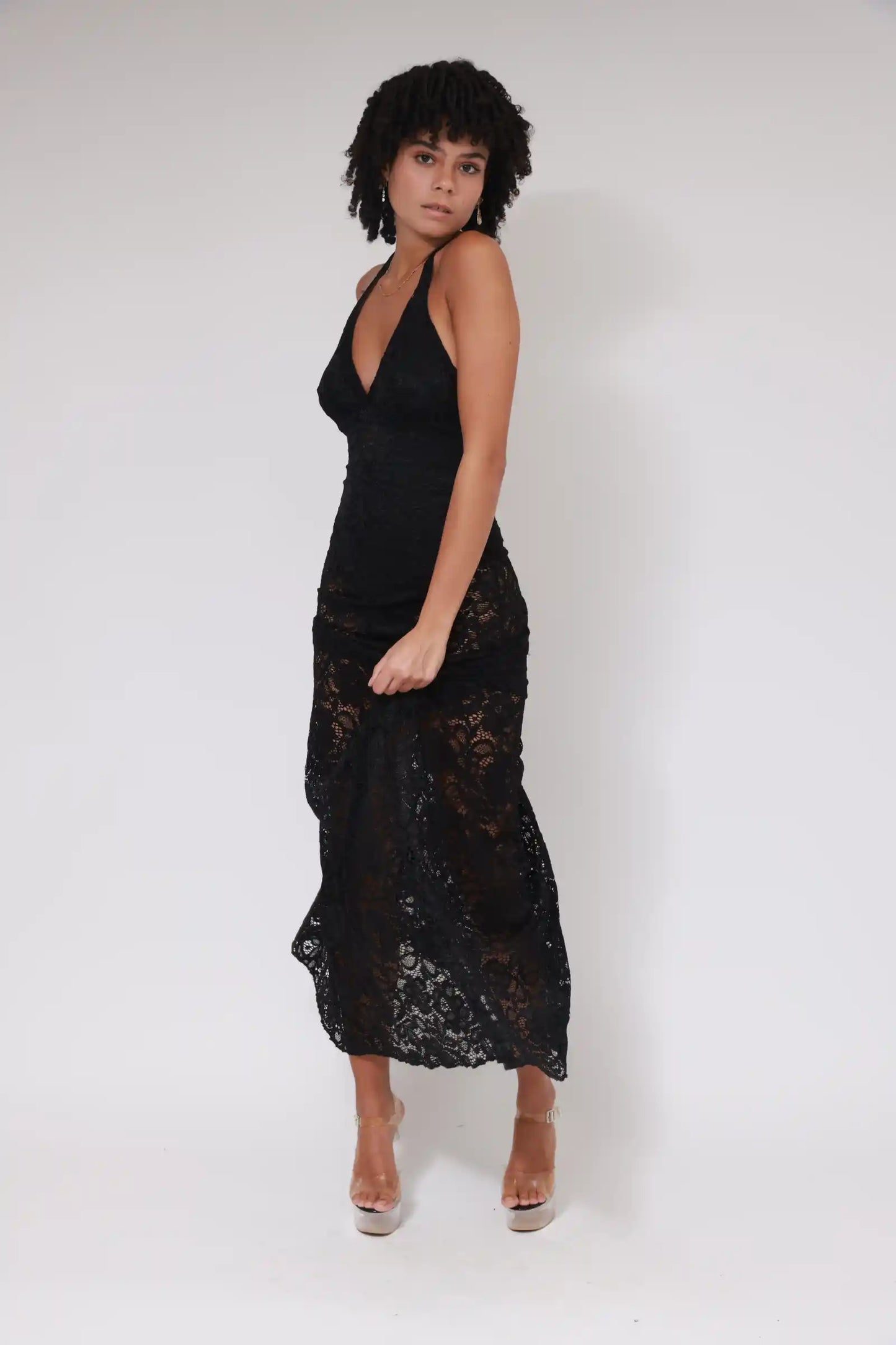 ROBE DOS NU EN DENTELLE / NOIRE