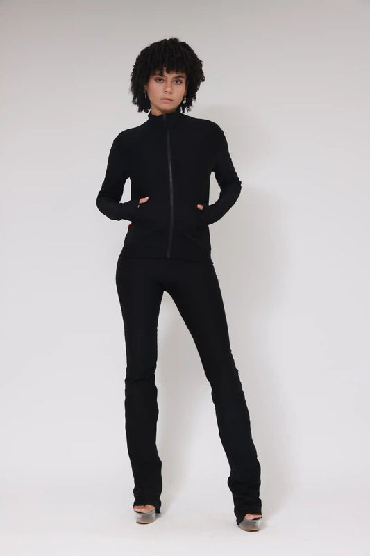 XB ICONIC LONG LEGGINGS WAVE TEXTURE / BLACK