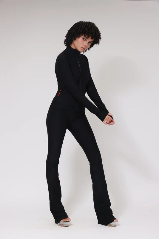 XB ICONIC LONG LEGGINGS WAVE TEXTURE / BLACK
