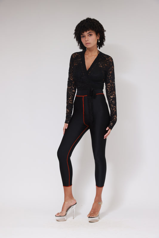 XB ICONIC LEGGING BLACK / RED STITCHING